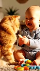 Cat Shows Love to Baby 😻💖 | Heartwarming Bond Between Cat and Baby 👶🐾