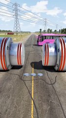 Colorful Long City Buses vs Powerful Hydraulic Crush - BeamNGRush