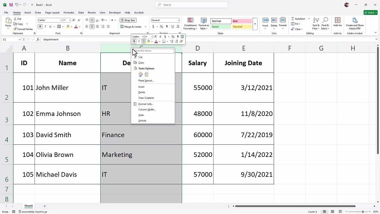 Microsoft Excel 37 Modifying Rows and Columns