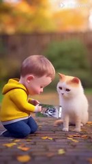 Cat helping kids in finding kitten