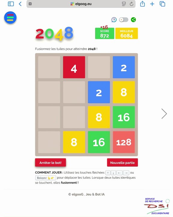 DSI. Les Oeufs de Pâques de Google (Easter Eggs). Chapitre 10. Les faux Easter Eggs. elgooG. 3e partie. Les Easter Eggs d'elgooG : Le jeu  2048