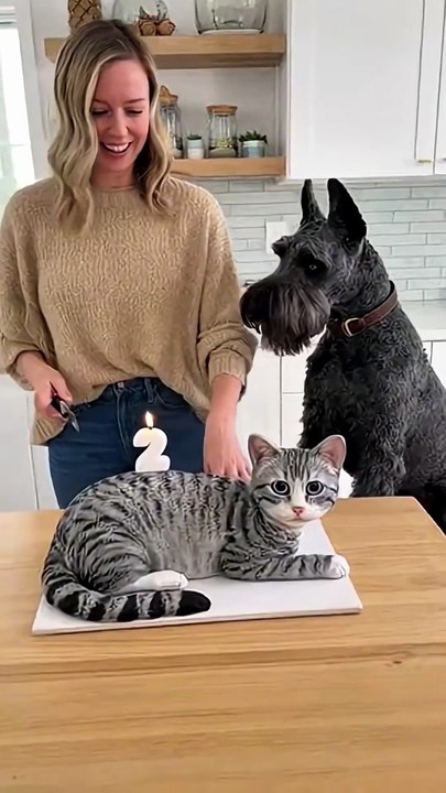 🤣 She Cuts a Cat Cake 🍰 — and the Real Cat Totally Freaks Out! 😹  “Calma, é só bolo!” 🎬
