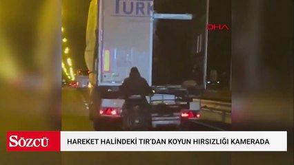 Hareket halindeki TIR’dan koyun hırsızlığı kamerada
