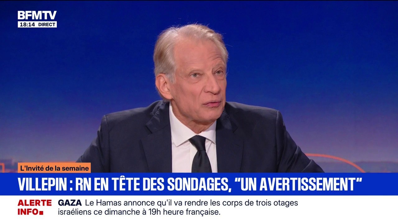 Sondage présidentielle 2027: pour Dominique de Villepin, ancien Premier ministre, le RN qui est en tête du sondage, "c'est un avertissement"
