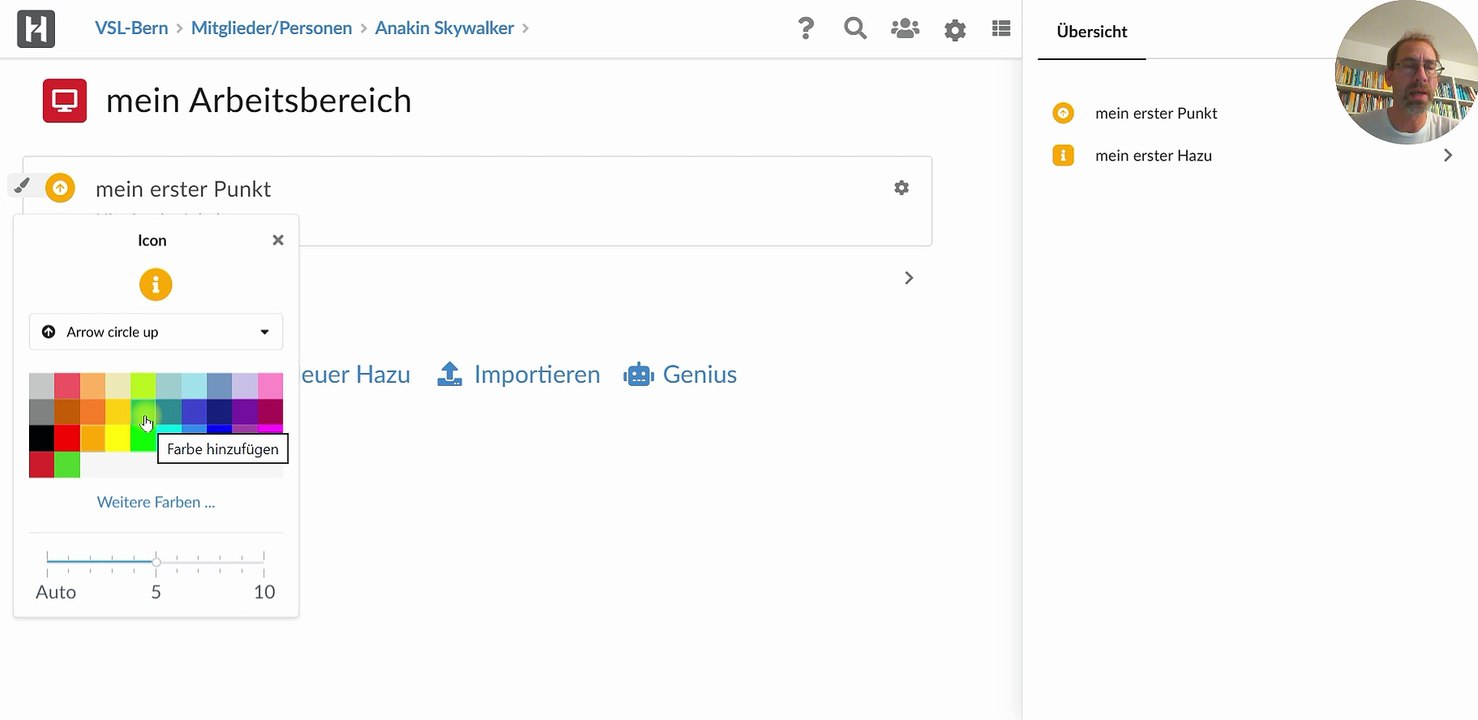 Einstellungen von Punkten und Hazus