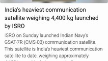 India's heaviest communication satellite weighing 4,400 kg launched by ISRO