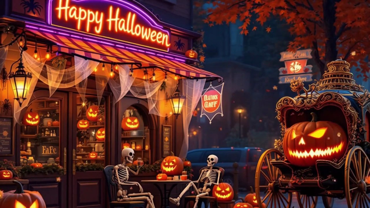 🦇 The Haunted Jazz Café – Study, Work or Chill 🎃🔥 (For Productivity & Sleep)