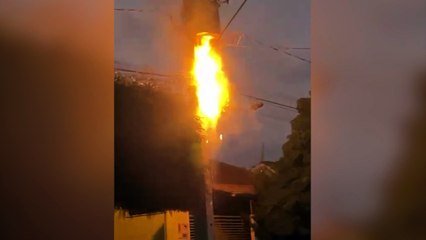 Vídeo: Incêndio em transformador deixa moradores sem luz e internet na Região Oeste