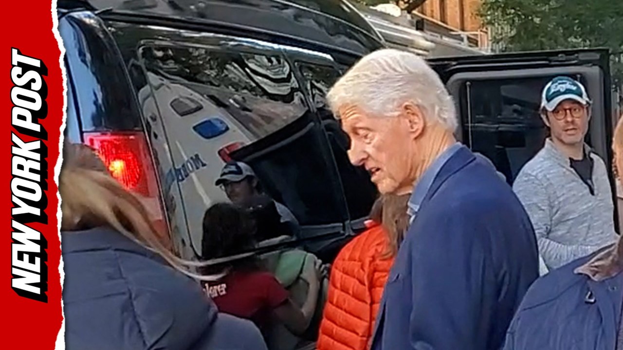 Bill Clinton emerges with bandage on his nose a...