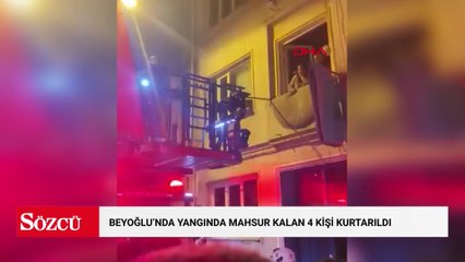 Beyoğlu’nda 2 katlı binada çıkan yangında mahsur kalan 4 kişi kurtarıldı