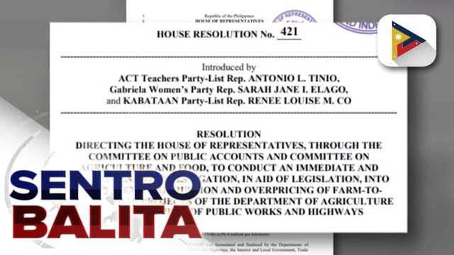 Resolusyon para imbestigahan ang umano’y korapsyon at overpricing sa ilang farm-to-market road, inihain ng ilang kongresista | ulat ni Mela Lesmoras