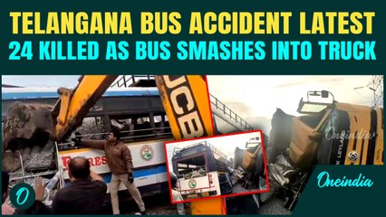 Telangana Bus Accident Breaking: TSRTC Bus COLLIDES With Truck, 24 Dead & Dozens CRITICALLY Injured