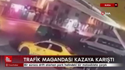 Bursa'da trafik magandası kazaya karıştı