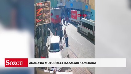 Adana’da motosiklet kazaları kamerada