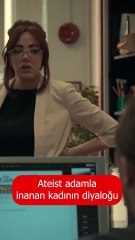 Ateist adamla inanan kadın diyaloğu. After Life dizisinden bir sahne.