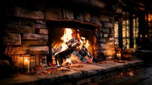 Cozy Cabin Ambience - Rain and Fireplace Sounds at Night Sleeping, Reading Relaxation Crackling Fire