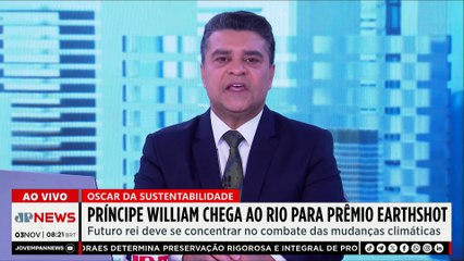 Príncipe William chega ao Brasil para o prêmio Earthshot no Rio de Janeiro