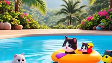 Cats in Swimming pool