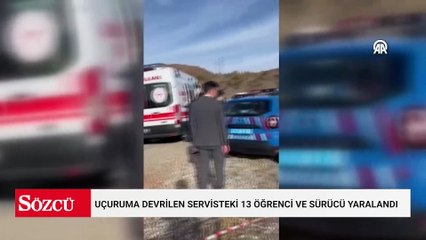 Konya'da uçuruma devrilen servisteki 13 öğrenci ve sürücü yaralandı