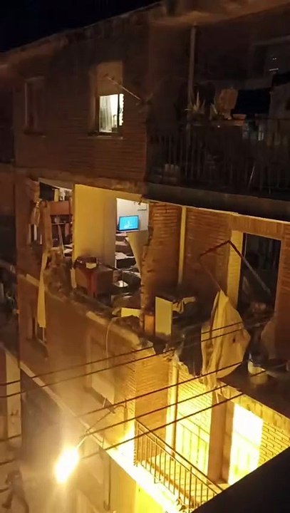 La vivienda inmediatamente después de la explosión