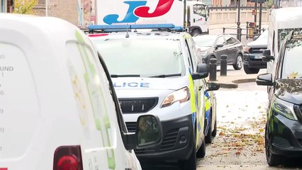 Train stabbing: Police vans arrive at Magistrates Court