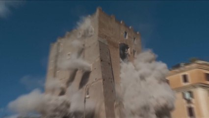Derrumbe parcial de la Torre dei Conti, en el Foro de Roma