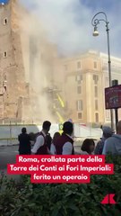Crolla la Torre dei Conti a Roma: operai sotto le macerie