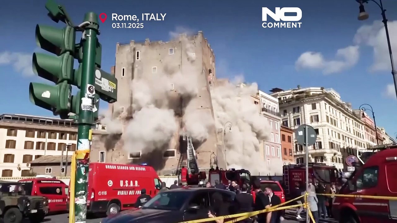 Video zeigt: Mittelalterlicher Torre dei Conti in Rom stürzt bei Sanierung teilweise ein