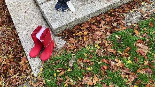 The shoes on the steps of County Hall in Exeter, Devon County Council's HQ (Will Goddard, Crediton Courier)