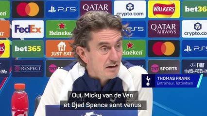 Tottenham - Frank : "Van de Ven et Spence sont venus dans mon bureau pour s'excuser"