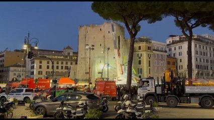 Crollo Torre dei Conti, operazioni di soccorso no-stop anche con droni