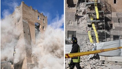 Roma, crolla la Torre dei Conti: il VIDEO del secondo cedimento