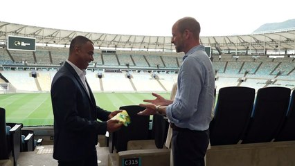 Prince William presented signed Brazil football shirt