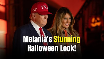 Melania Trump Stuns in Fall Coat with Orange Accents While Joining Donald Trump for Halloween