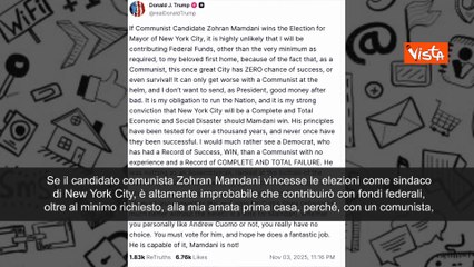 Trump, endorsement a Andrew Cuomo: Se diventa sindaco il comunista Mamdani taglio fondi a New York