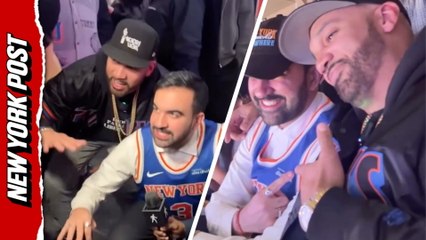 Zohran Mamdani attends Knicks game with The Kid Mero