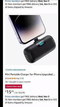 New .Mini Portable Charger for iPhone,Upgraded 5000mAh PD Fast Charging Battery Pack,LCD Display Cute Power Bank Portable Phone Charger