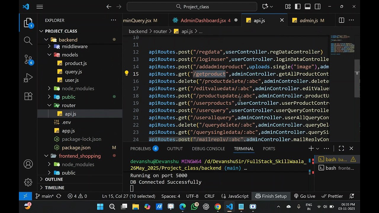 📖 Today’s Class: Building Complete Admin — Add Product (Frontend + Backend) 📅 Skillwaala’s Free Full Stack Web Development Course