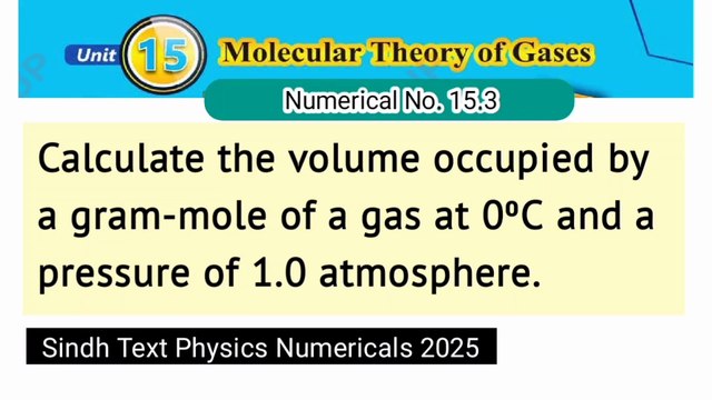Calculate the volume occupied by a gram mole of a gas at 0 zero degree centigrade and a pressure of 1.0 atmosphere