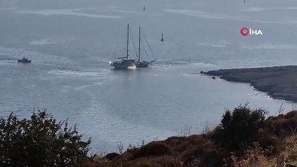 Turizm cennetimizde büyük panik: Dev yelkenli karaya oturdu