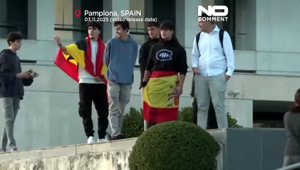 Clashes erupt between police and protesters at far-right event in Pamplona