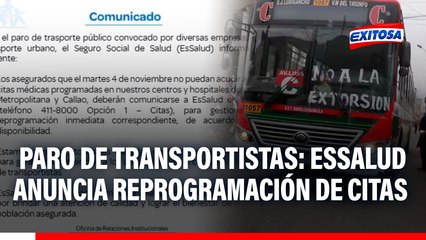 Paro de transportistas: EsSalud anuncia reprogramación de citas