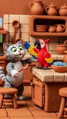 cat and parrot funny video #cat #parrot