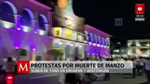 Protestas por muerte de Carlos Manzo escalan en Uruapan y Apatzingán