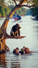 ‎"Gorilla Saves Pig! 🐷💪 Throws Watermelon Like a Pro 🍉🔥"