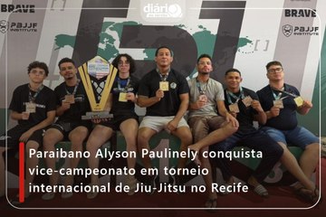 Paraibano Alyson Paulinely conquista vice-campeonato em torneio internacional de Jiu-Jitsu no Recife