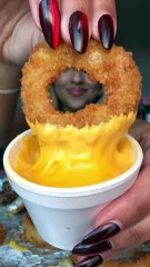 Double bacon cheese burger with onion rings