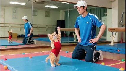 Tiger-Hat Kitten’s Gymnastics Journey! 🤸🐱 From Balance Beam Falls to Vault Champion 🌟❤️