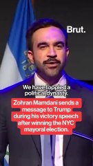 Zohran Mamdani criticizes Trump during his victory speech after the NYC mayoral election.