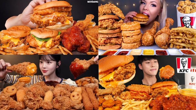 ASMR MUKBANG | KFC CRISPY FRIED CHICKEN, CHICKEN BURGER | ASMR EATING COMPILATION